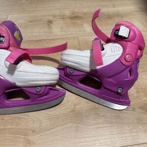 Girls Disney Princess Pink and White Adjustable Ice Skates